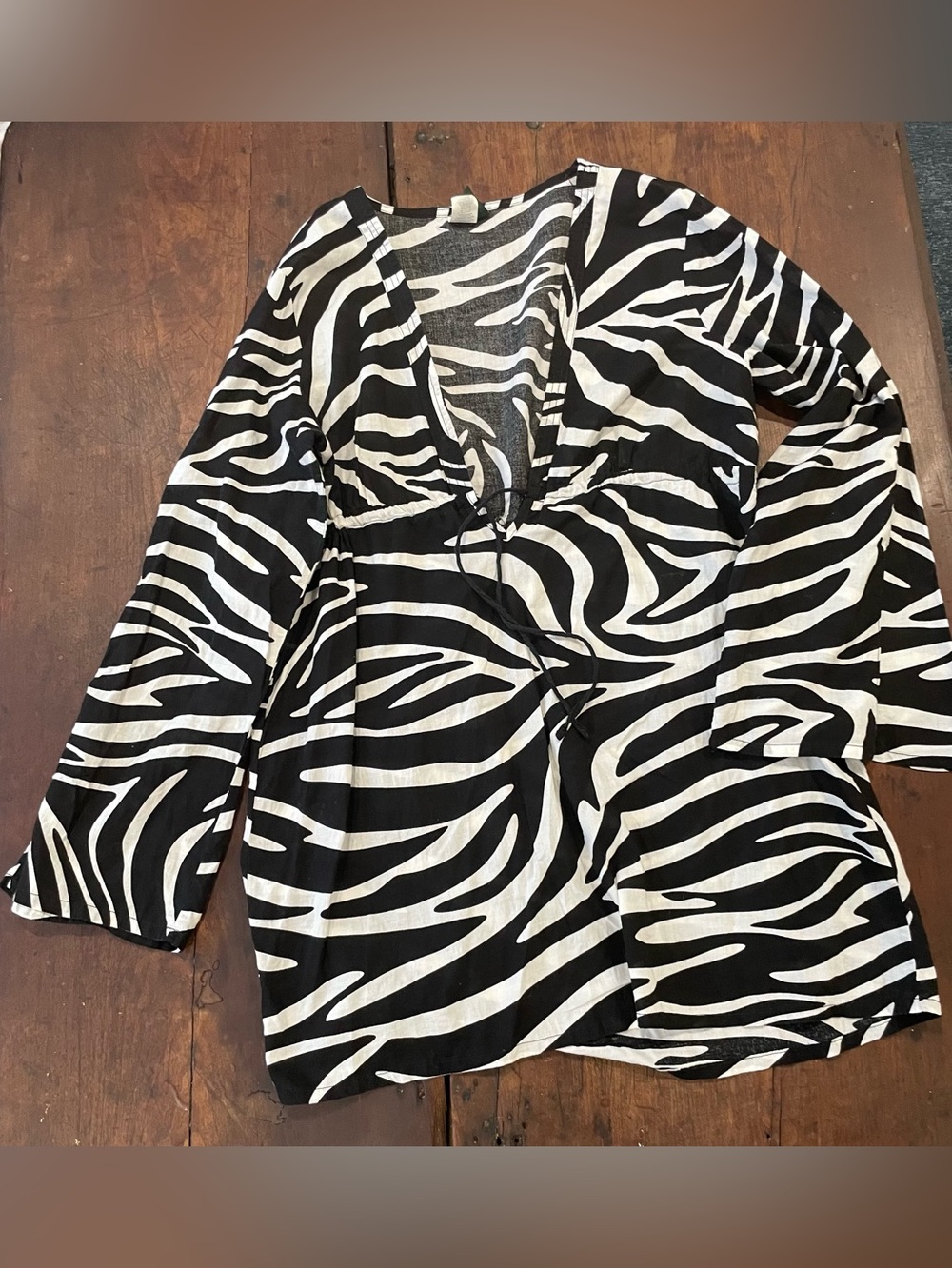 Lauren Ralph Lauren Zebra Print Cotton Beach Cover-Up Tunic EUC Size L (188)